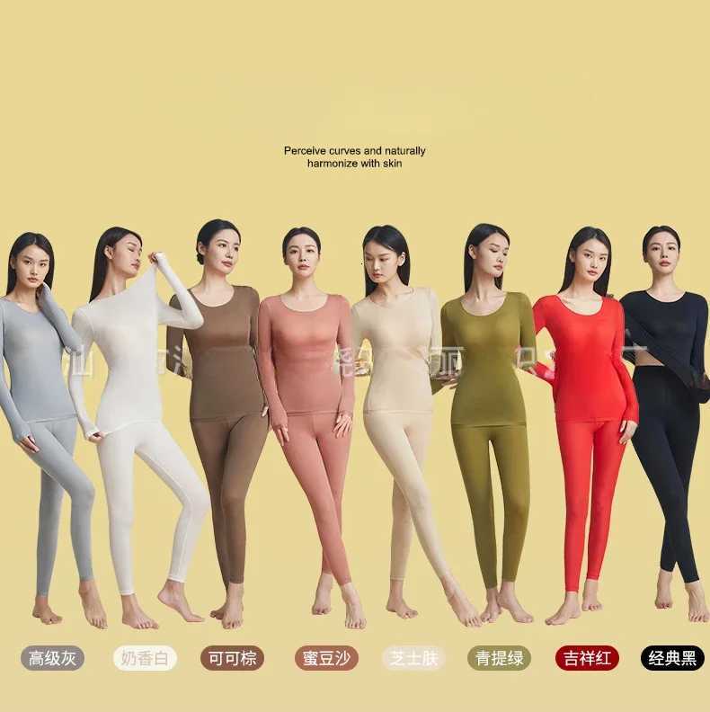 Thin Women Warm Thermal Underwear Tops Pants Acrylic Long Sleeve Autumn Female Seamless Underwear Elastic Tights Clothes Winter T251018
