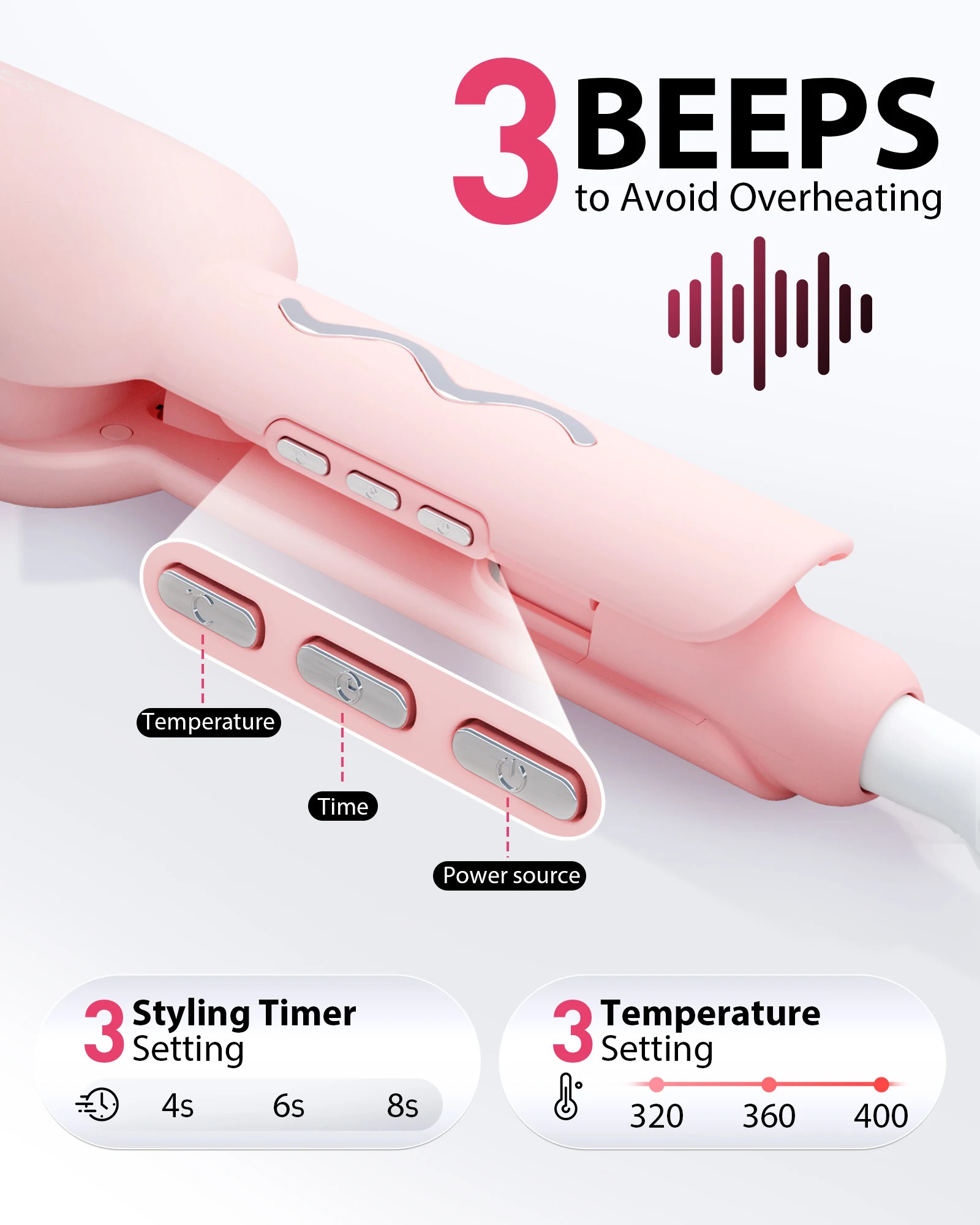 Waver Curling Iron Beach Waves Wand Ionic Hair with AntiScald Crimper 2 Barrel 125 Inch 251013