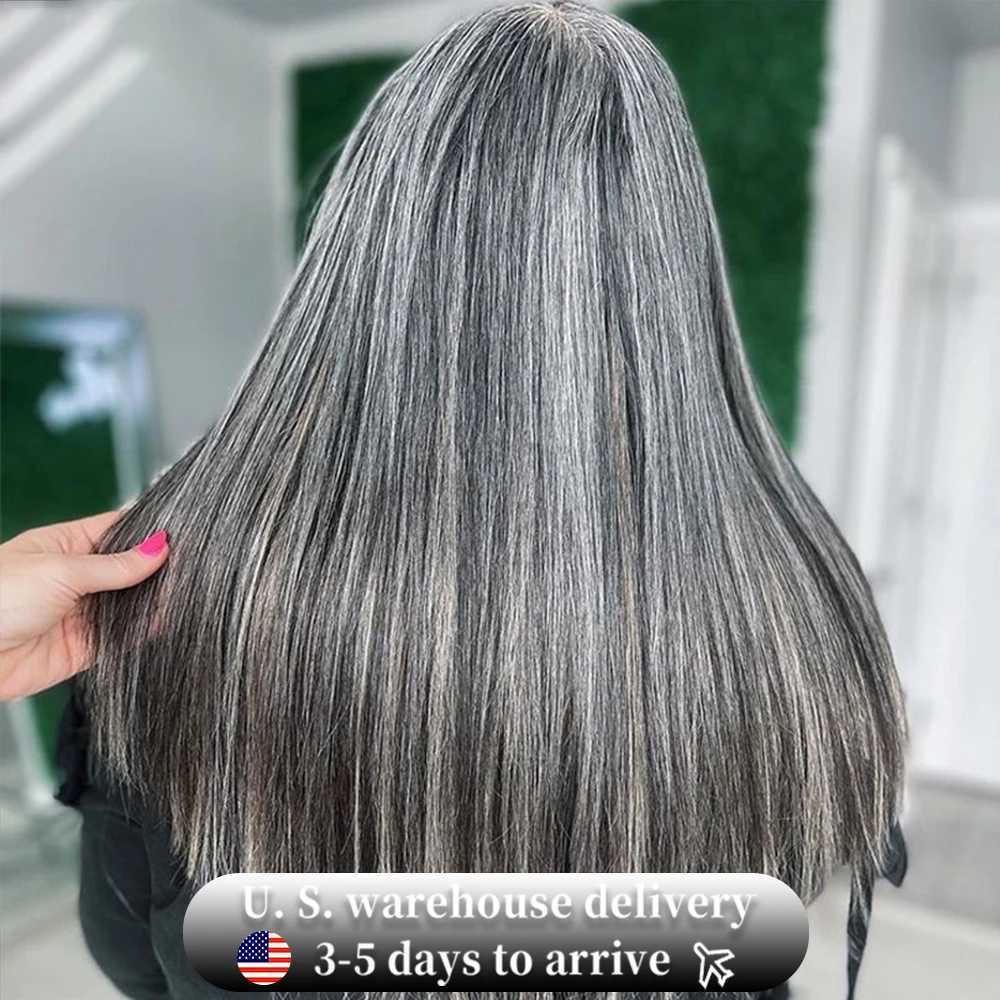 230 Density Salt And Pepper Straight 13x6 HD Lace Frontal Wigs 100 Human Hair Brazilian 30 Inch 13x4 Lace Front Wig Pre Plucked L251017