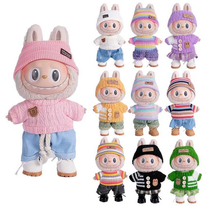 669inch Labubu Doll Clothes for buLabu with 3 Outfits Stylish Fisherman Hat Sweaters Pants or skirt Set for 669inch DollT251018