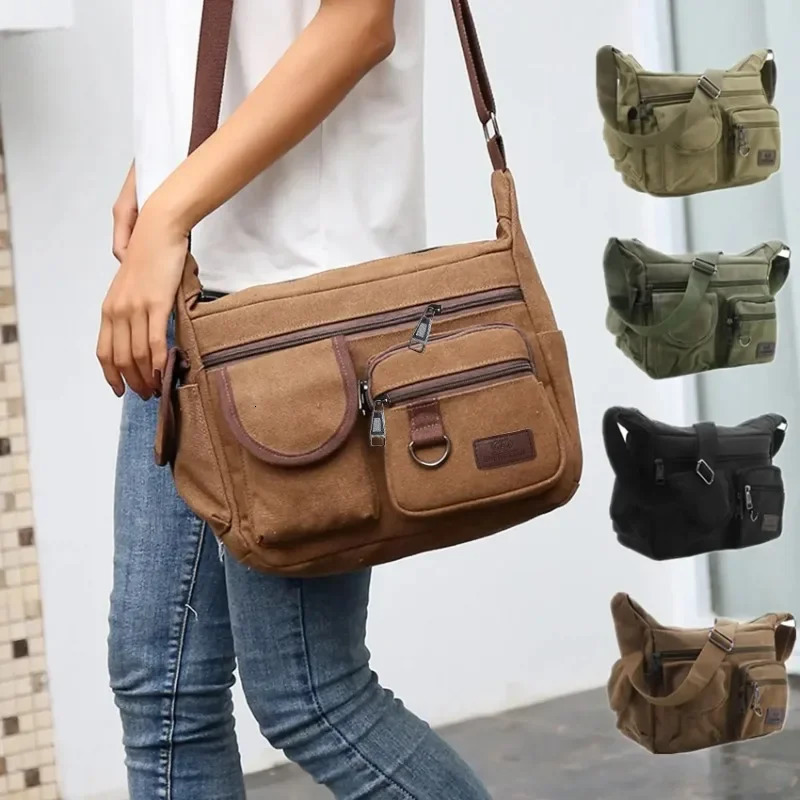 Heren Casual Sling Bag Messenger Crossbody Schouder Unisex Reizen Outdoor Vintage Tassen 251013