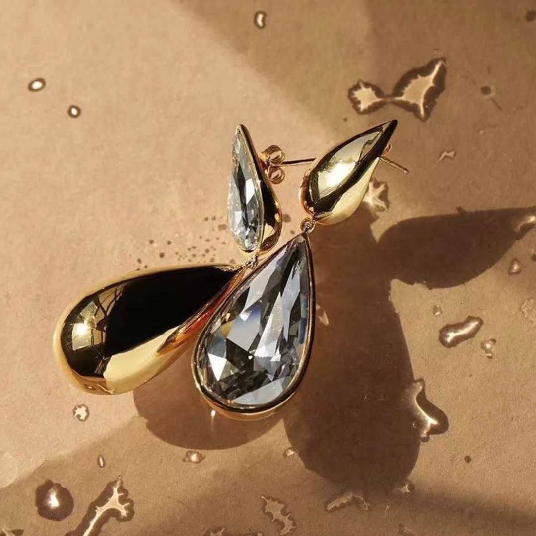 Water Drop Earrings Heavy Metal Water Drop Pendant Asymmetric Earrings Shiny Zircon Sexy Womens Golden Jewelry Christmas Gift Y251018