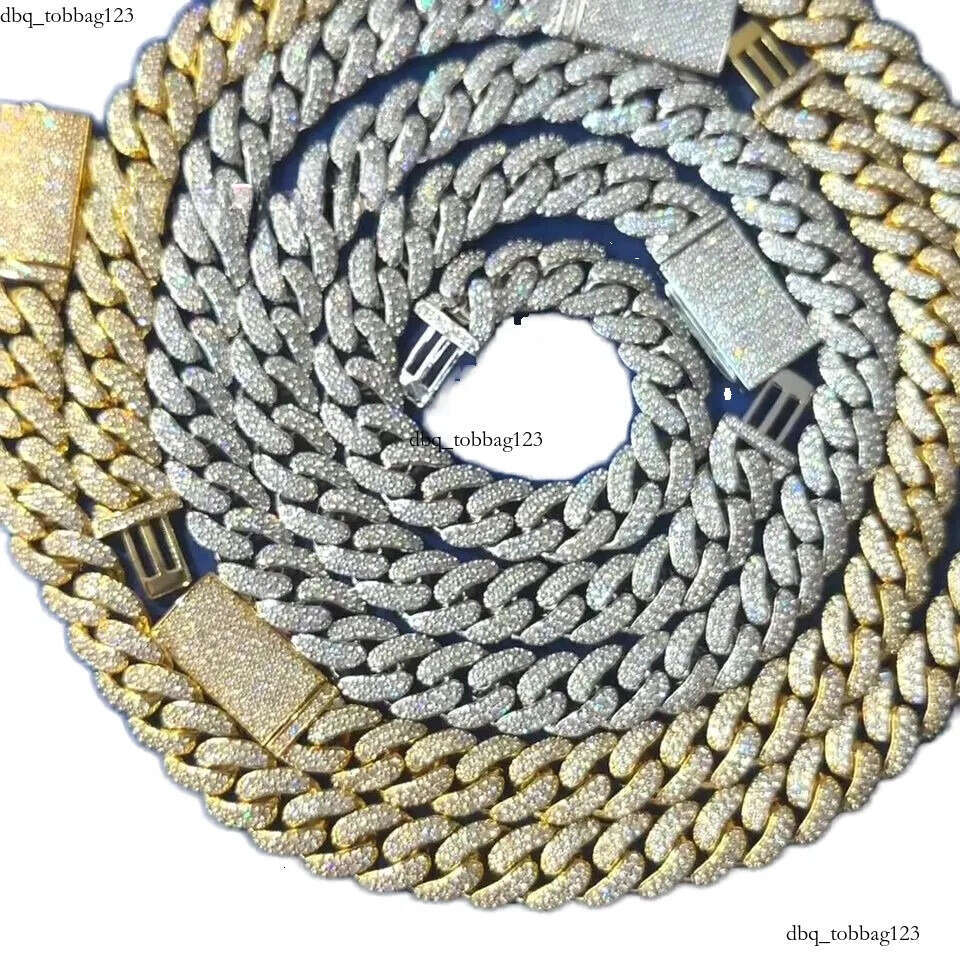 S Sier High Quality 12mm Moissanite Cuban Necklace Bracelet