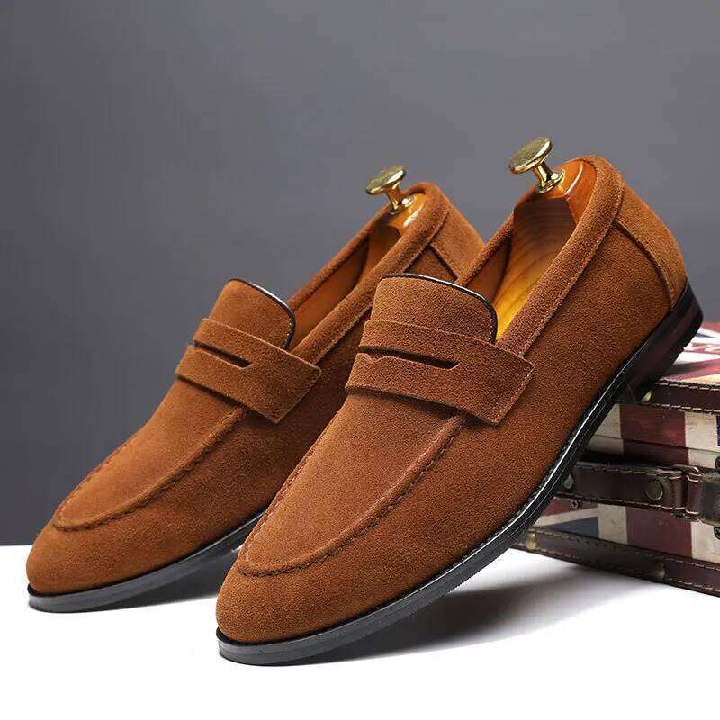 Fashion Man Casual Shoes Suede Genuine Leather Slip-on Light Comfortable Driving Loafers Moccasins For Men Party Wedding Flat
