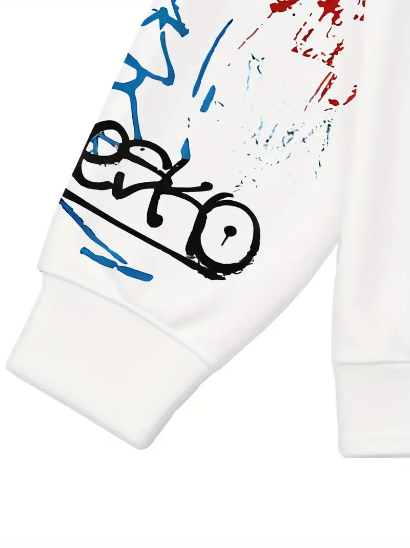 Streetwear Mens Oversized Hoodie with Graffiti Graphics Casual Sweater 2-2-4