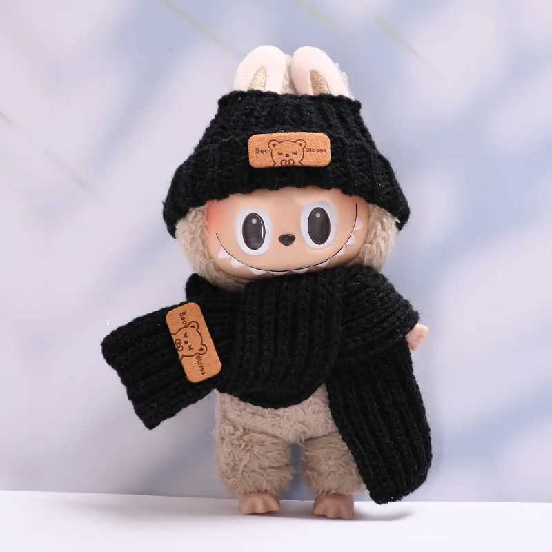 LABUBU 17cm Knitted hats and scarves made of yarn Outfit Accessories For Korea Kpop Exo Labubu Idol V1 V2 cartoon bear hat buttoT251018
