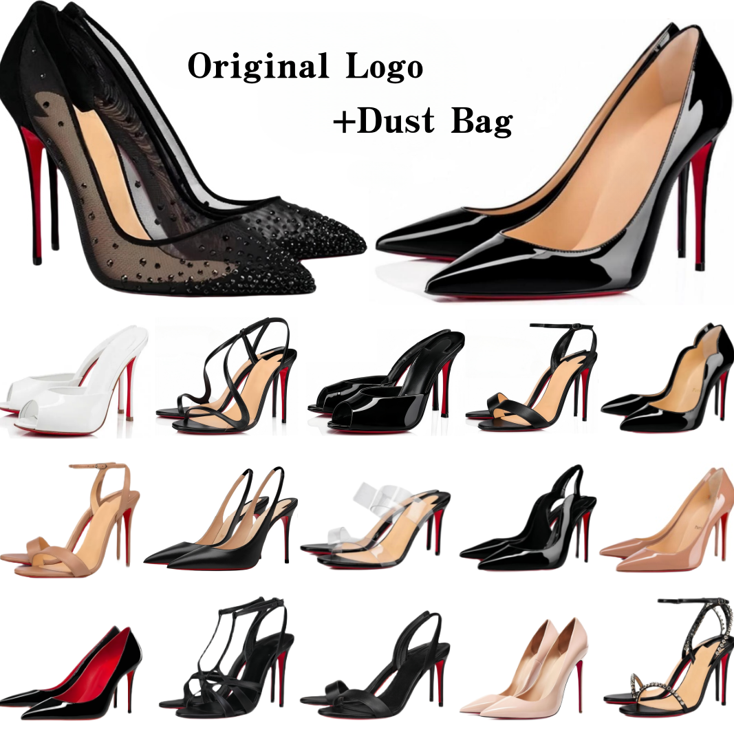 Women High Heels Shoes Designer Sandals Red Shiny BottomShoes women 6cm 8cm 10cm 12cm Nude Black Patent Leather Woman Brand Pumps with Dust Bag 35-44