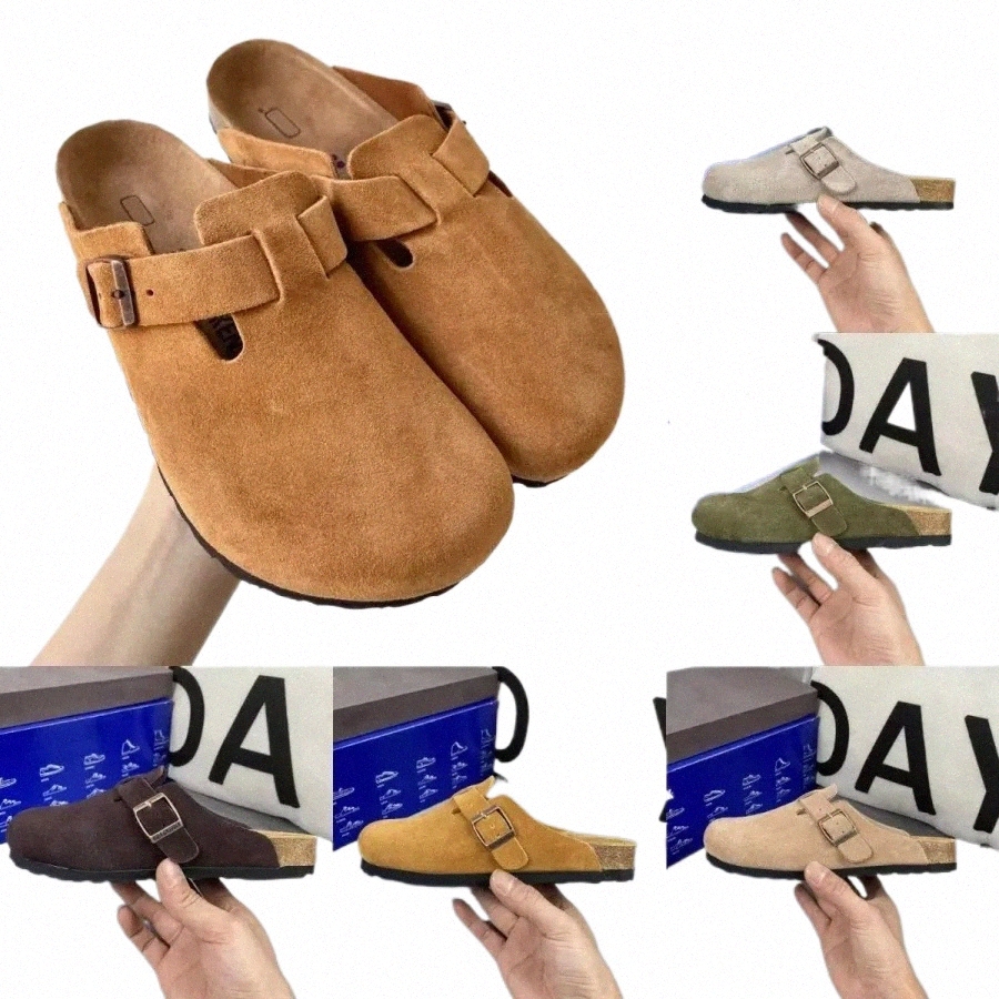 designer birkenntocks Slippers Clog Cork Flat High Quality Fashion Summer birkkentock Genuine Leather Slide Favourite Beach Casual Shoes Women Men Siz h1HB#