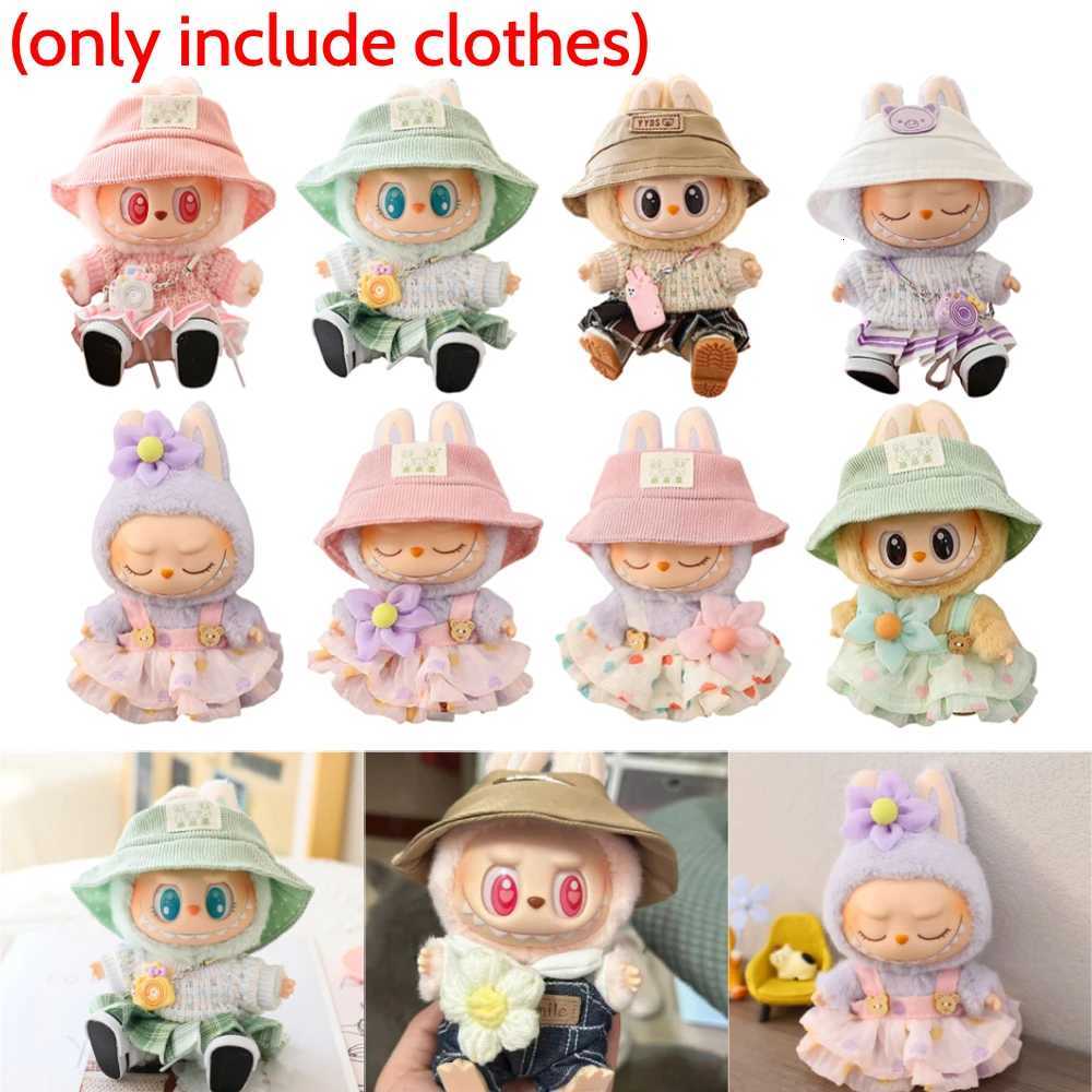17cm Mini Plush DollS Clothes Outfit Accessories For Labubu v1v2 Doll Soft Knitted Sweater Suit Sitting Party Dress SetT251018