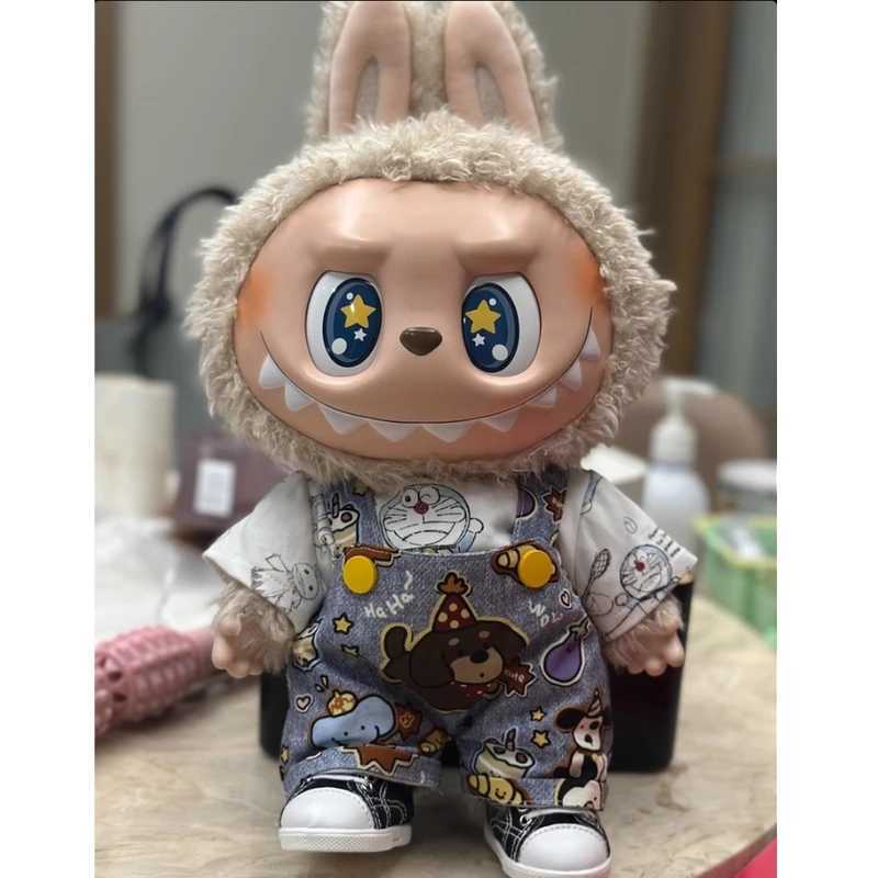 For Doll Clothes Suitable For 38cm Labubu Wearing Mokoko King Doll Clothes Doll Accessories Replacement Clothing Blue OverallsT251018