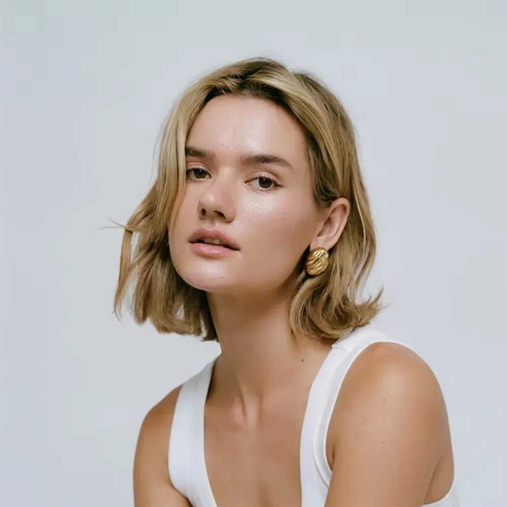 316 Stainless Steel Textured Multilayer Knot Earrings for Women Glossy 18K Gold Plated Geometric Wings Waterproof Jewelry 2025 Y251018