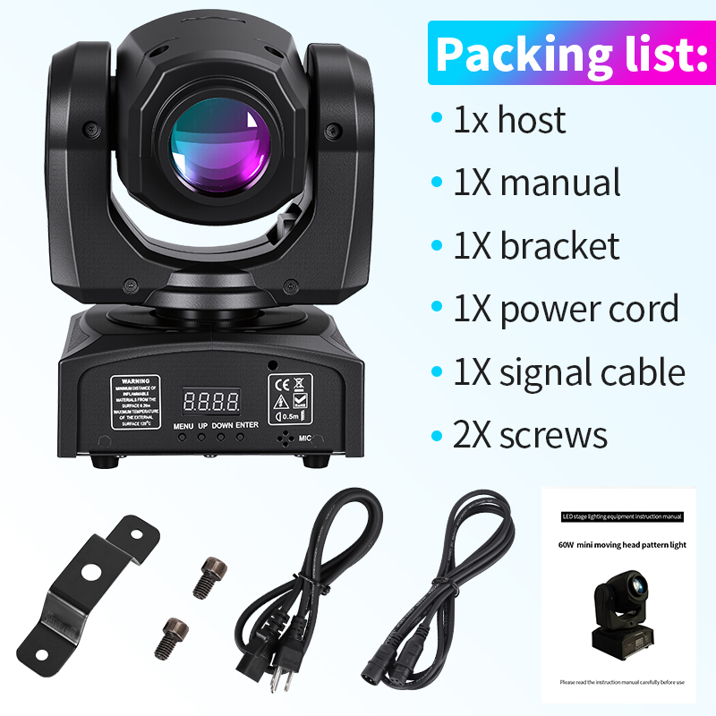 60W pattern lamp stage lights Beam Moving Head Light RGBW Color Mixing 8 Patterns DMX Effect Rotating
