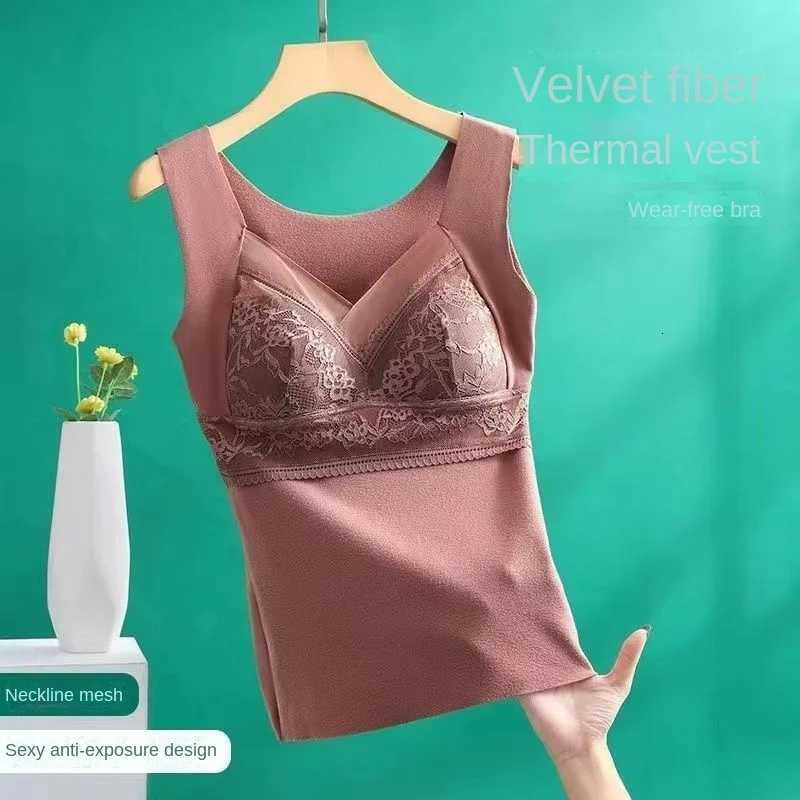 Women winter thermal underwear interior tshirts Lace sexy lingerie heaters woman Tops Dresses thermal regatta camisole with bra T251018