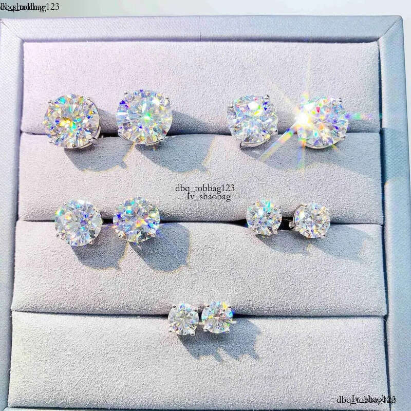 Dia VVS Round S 10K 14K Solid Gold Stud Women Men Moissanite Earrings