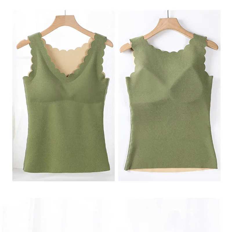 Women Thermal Underwear Bras Tops Female Sexy Inner Wear Ladies Warm Tank Top Removable Pad Deep V Winter Clothing Undershirt T251018
