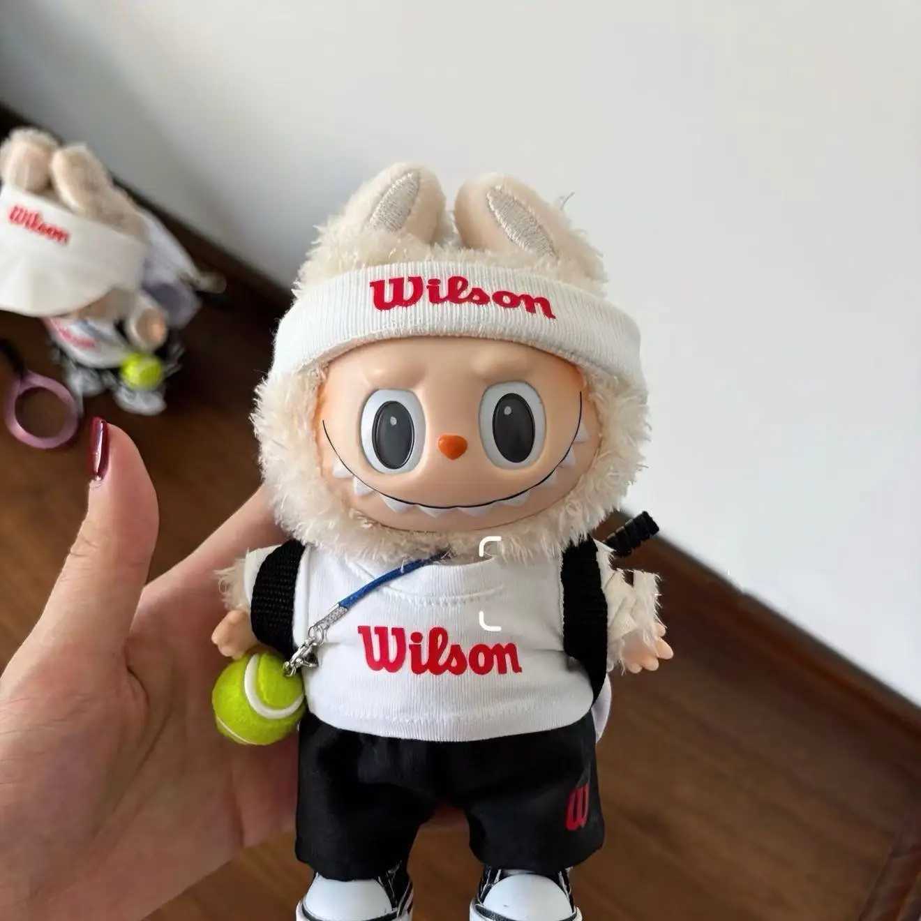 For 17cm Labubu Doll Clothing set Tennis T Shirt Hat Pants skirt Shoes Outfit Labubu 30 Dolls Clothes Diy Toys AccessoriesT251018
