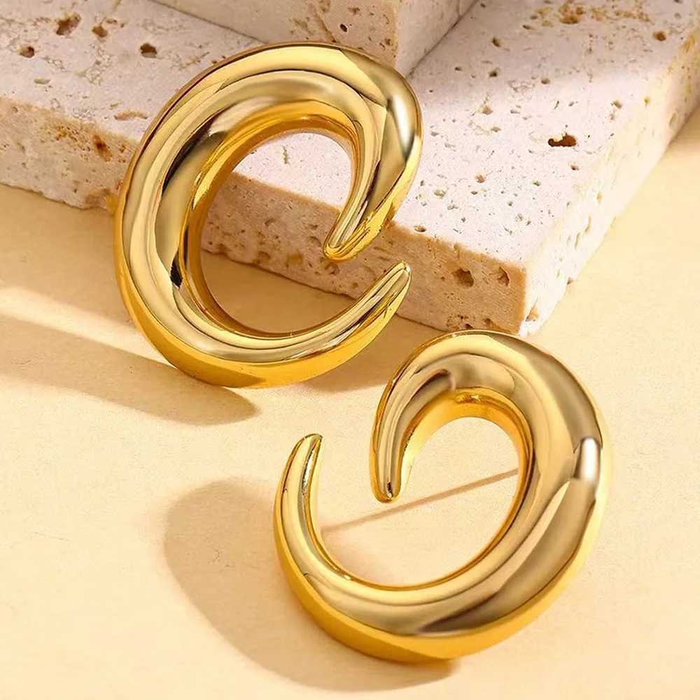 Stainless Steel StripShaped Circular Earrings for Women Punk Geometric Metal Smooth Drop Earrings Statement Waterproof Jewelry Y251018