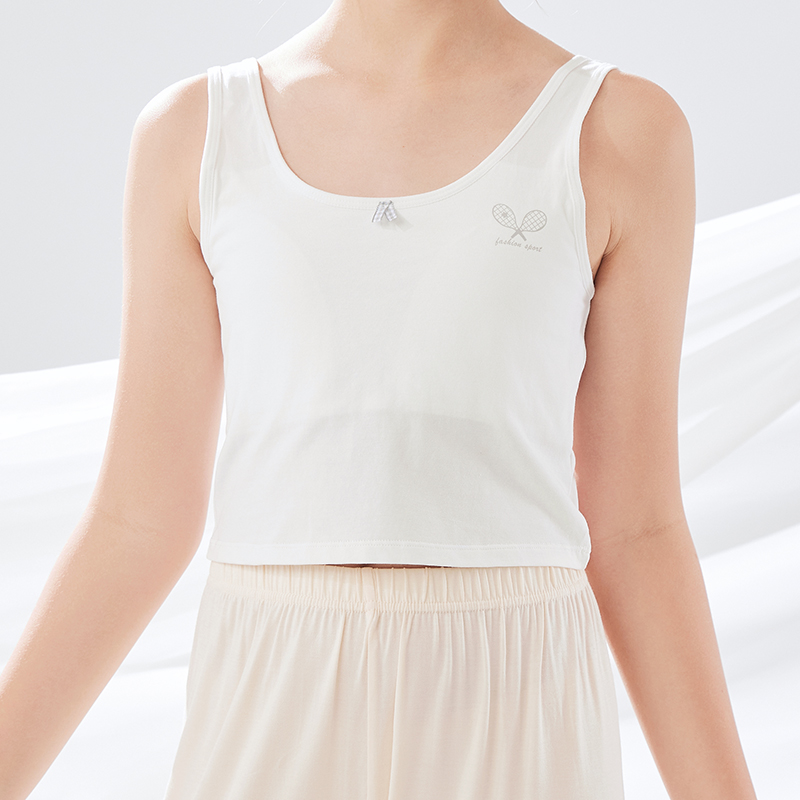 Girls' Underwear Lightweight Teenage Bra for Developmental Stage Pure Cotton Tank Top for Elementary School Girls