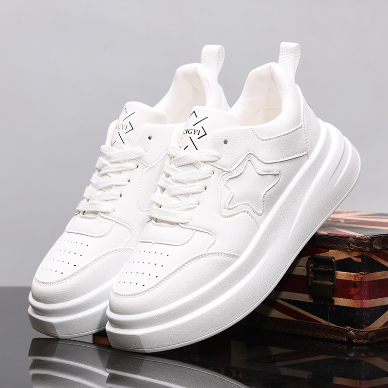 Designer shoes Autumn new leather thick soled casual shoes, height increasing and breathable sports board shoes for women and men size 35-44