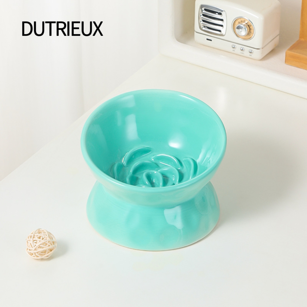 K3253 Slanted ceramic pet bowl, high-legged cat and dog bowl with neck protection, anti-knockover food bowl