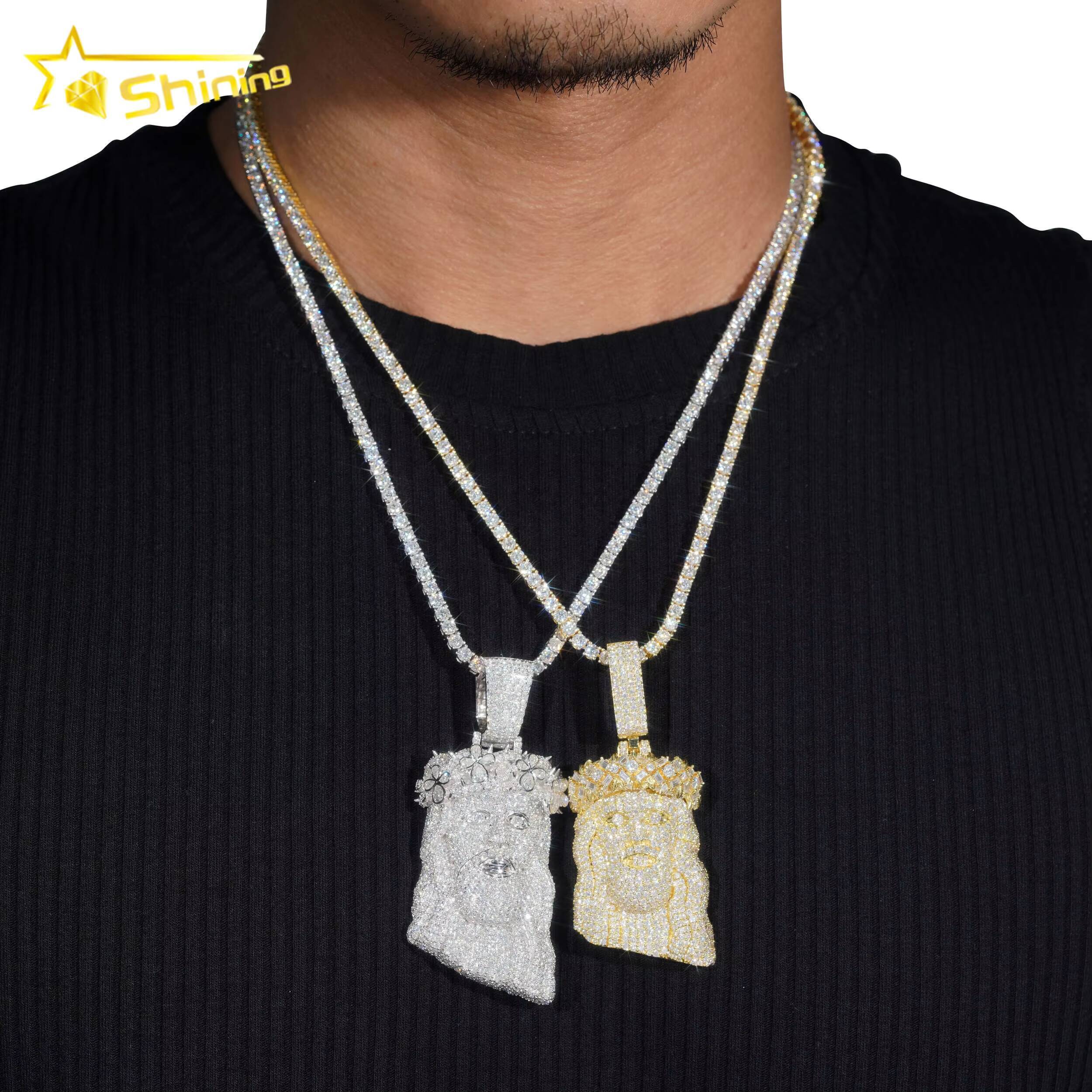 Fine Jewelry 925 Sterling Silver Gold Plated Diamond Iced Out Hip Hop 25 Custom Moissanite Pendant Jesus