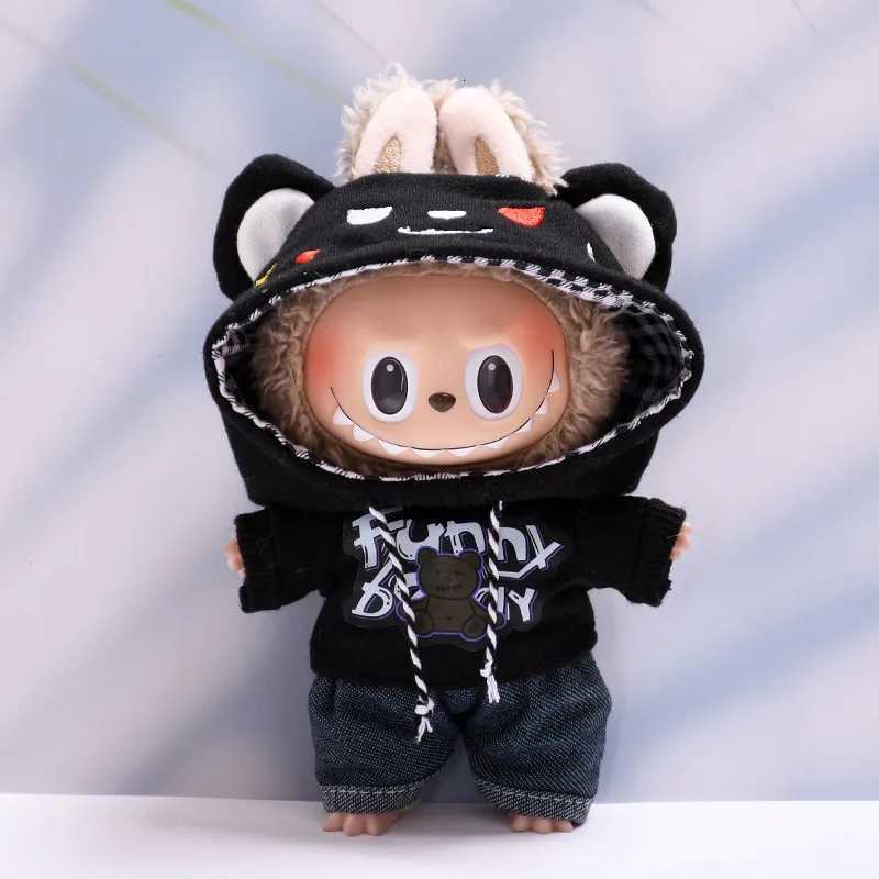 Labubu Clothes For 1517cm Doll Outfits Casual Style Bear Hoodie With Devil Hat Plush Cotton Idol Doll Universal Accessory GiftsT251018