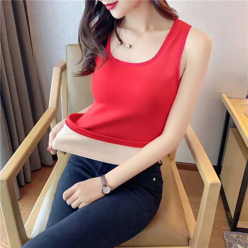 Autumn Winter Warm Women Velvet Thermal Vest Ladies Slim Corset ONeck Sleeveless Female Sexy Tops Ladies TShirt Underwear T251018
