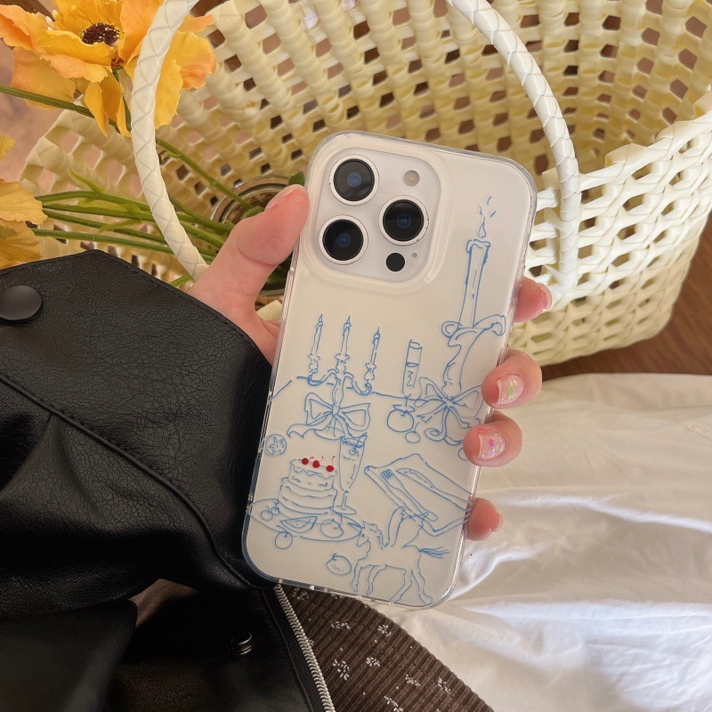 Ins Niche Creative Line Candlelight Dinner Suitable for iphone 17 Max Phone Case 16 Pro Simple 15 Women 14