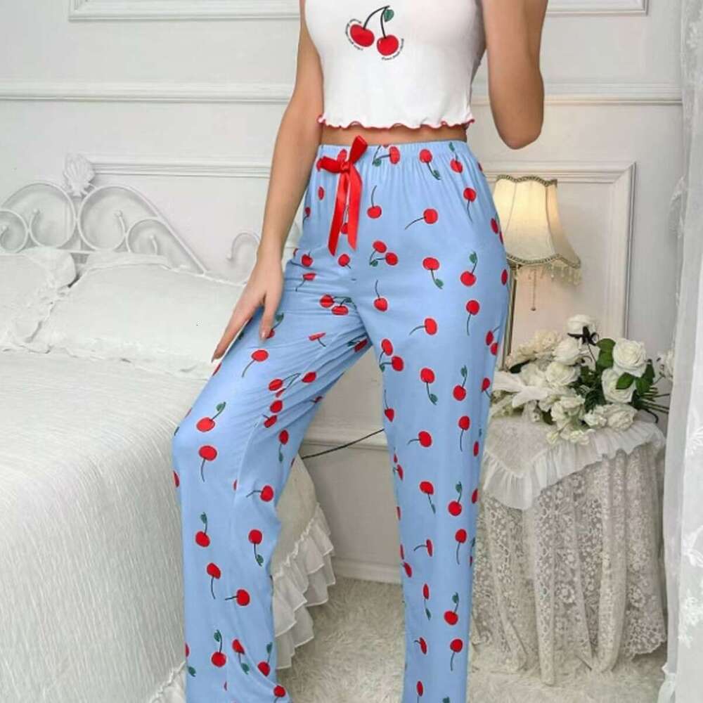 Premium Women's Sleepy Pants - Cherry print, soft fabric, perfect for home wear and sleep, comfortable and fashionable must-have