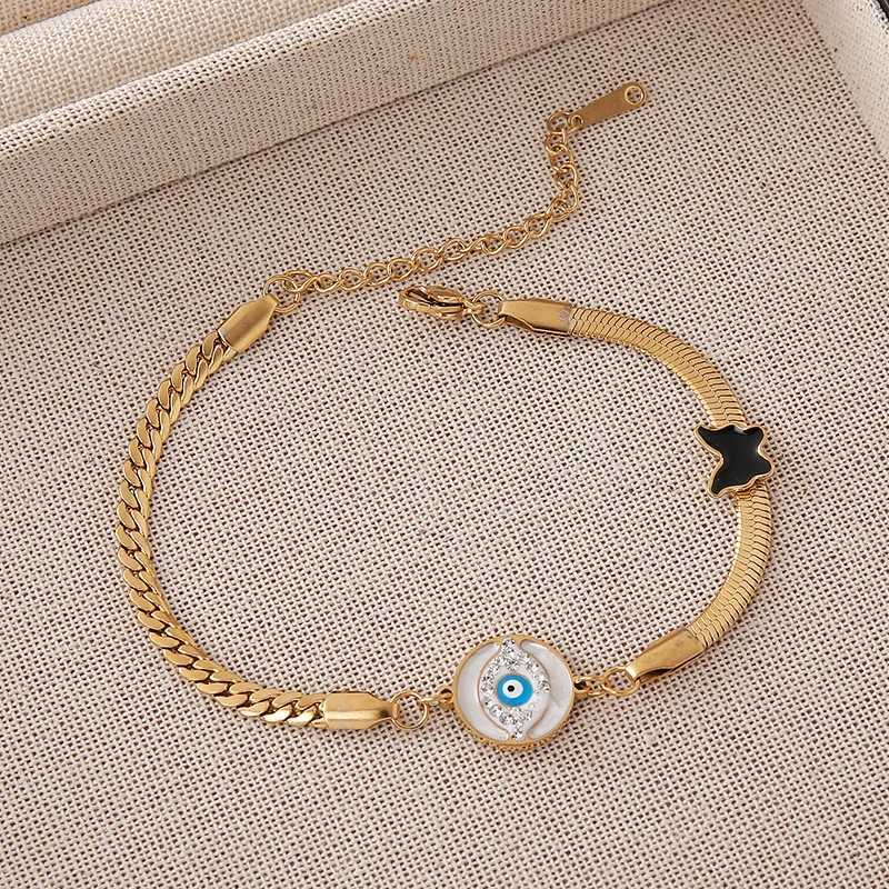 Stainless Steel Evil Eye Pendant Bracelet For Women Trend Crystal Zircon Jewelry Aesthetic Hand Chain Daily Romantic GiftXJ251018