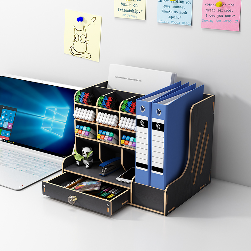 Stackable Multi-Level Desk Organization System with Drawers for Office & Study Space