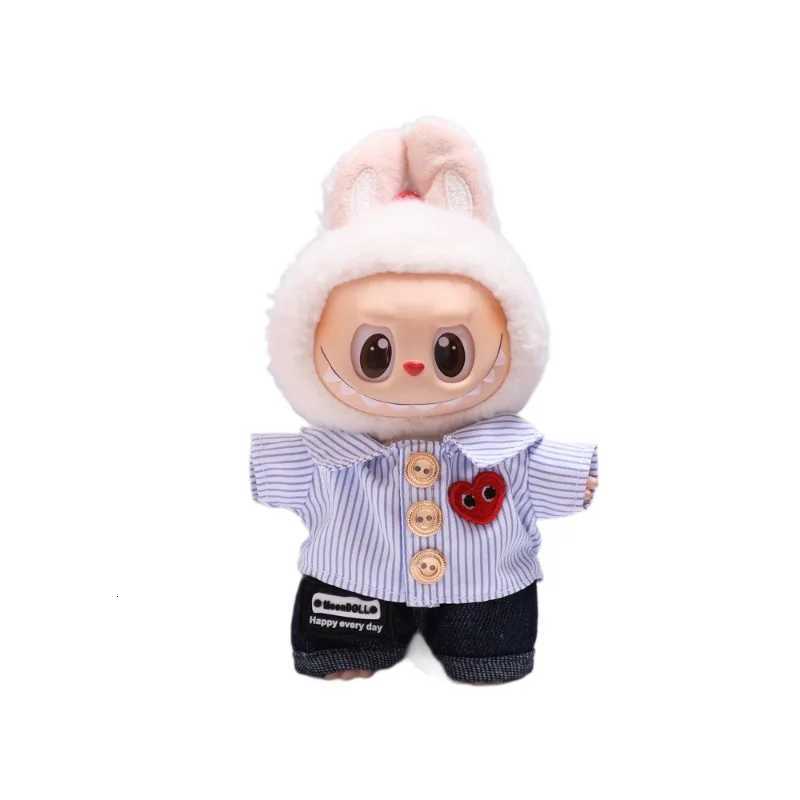 For 17cm Labubu Clothing Set Heartshaped Striped Shirt Glasses Shoes V1 V2 V3 Labubu Clothes Outfit DIY Doll Accessories ToysT251018