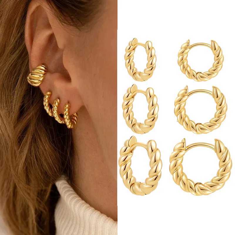 New Trendy Twisted Small Hoop Earrings for Wen Fashion Gold Color Metal Circle Tiny Hoops Huggie Ear Buckle Jewelry 2023 X251018