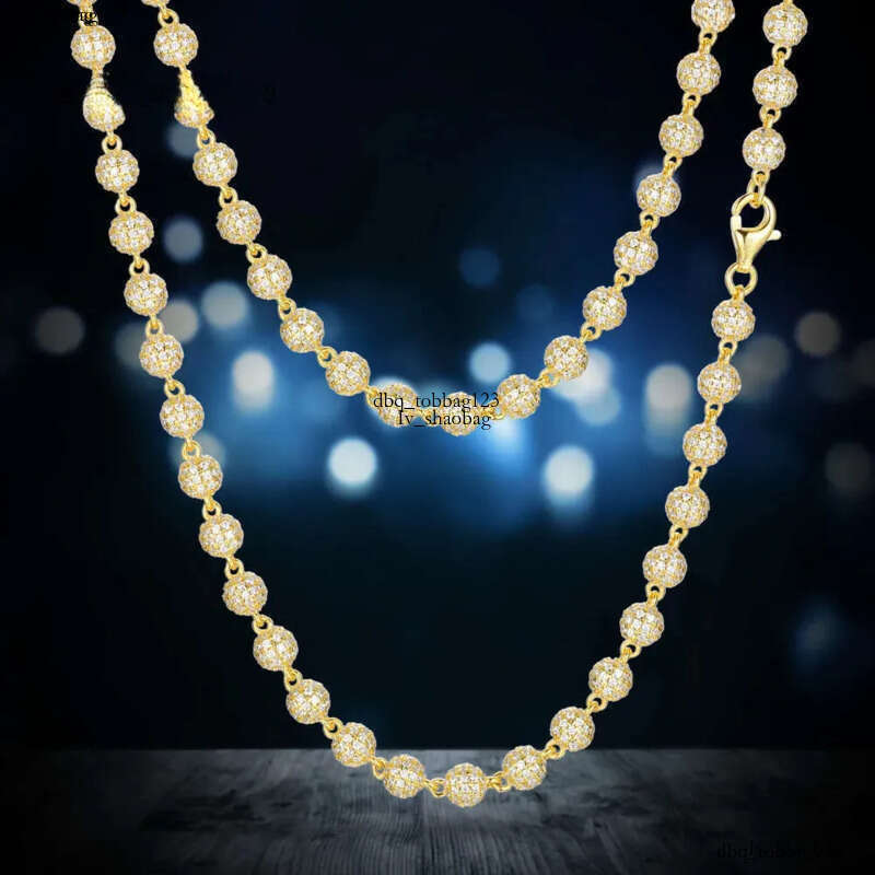 New Hip Hop Jewelry Rapper's 5mm Sterg Sier VVS Moissanite Dia Iced Out Bead k Chain Necklace For Men