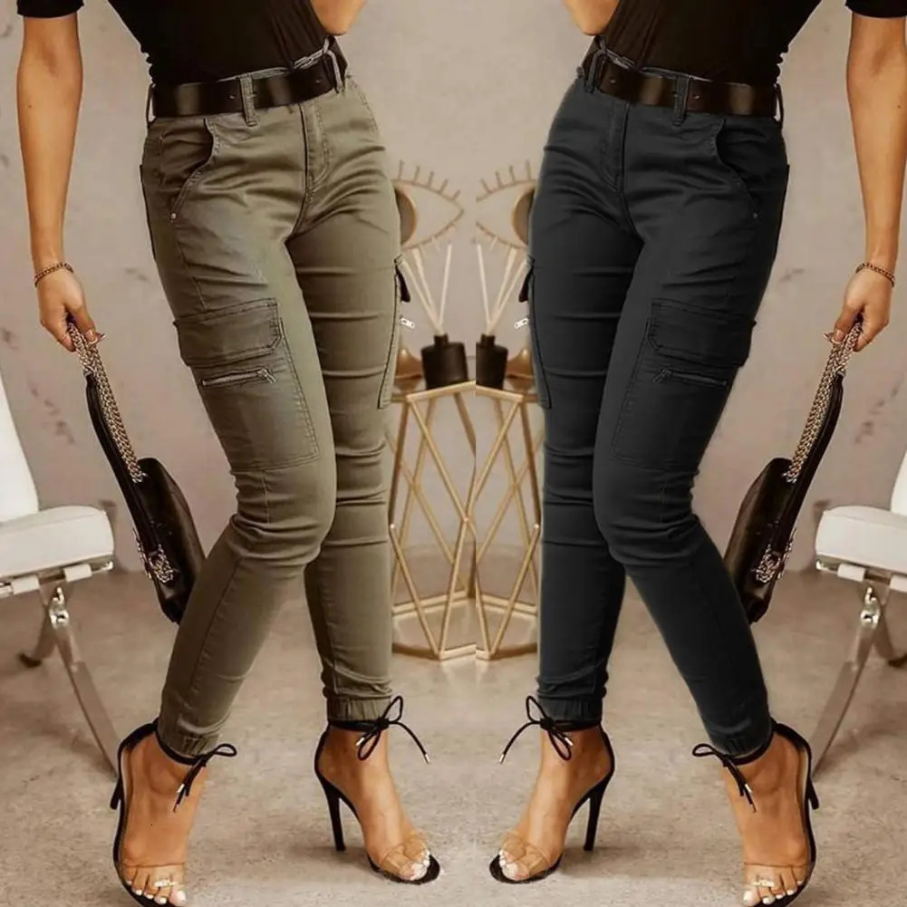 Women Pants Low Waist Soft Slim Solid Color Ankle Tied Cargo for Dating 251017