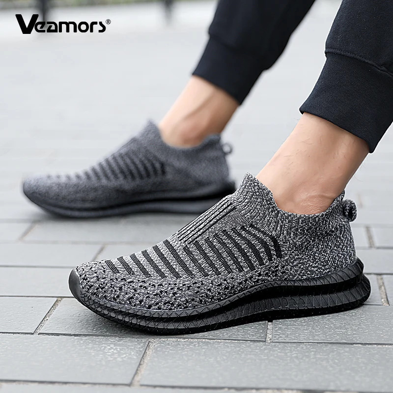 Mens Slipon Mesh Walking Shoes Elastic Soft Casual Sports Shoes Male Breathable Flat Running Jogging Sneakers Size 3846 251013