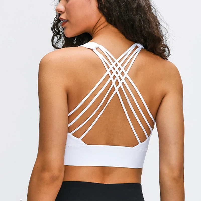 Womens Fitness Sports Bra AntiSweat Fitness Top Women Yoga Bra Shockproof Crop Top Cross Back Sport Bra Gym Workout Top 251018