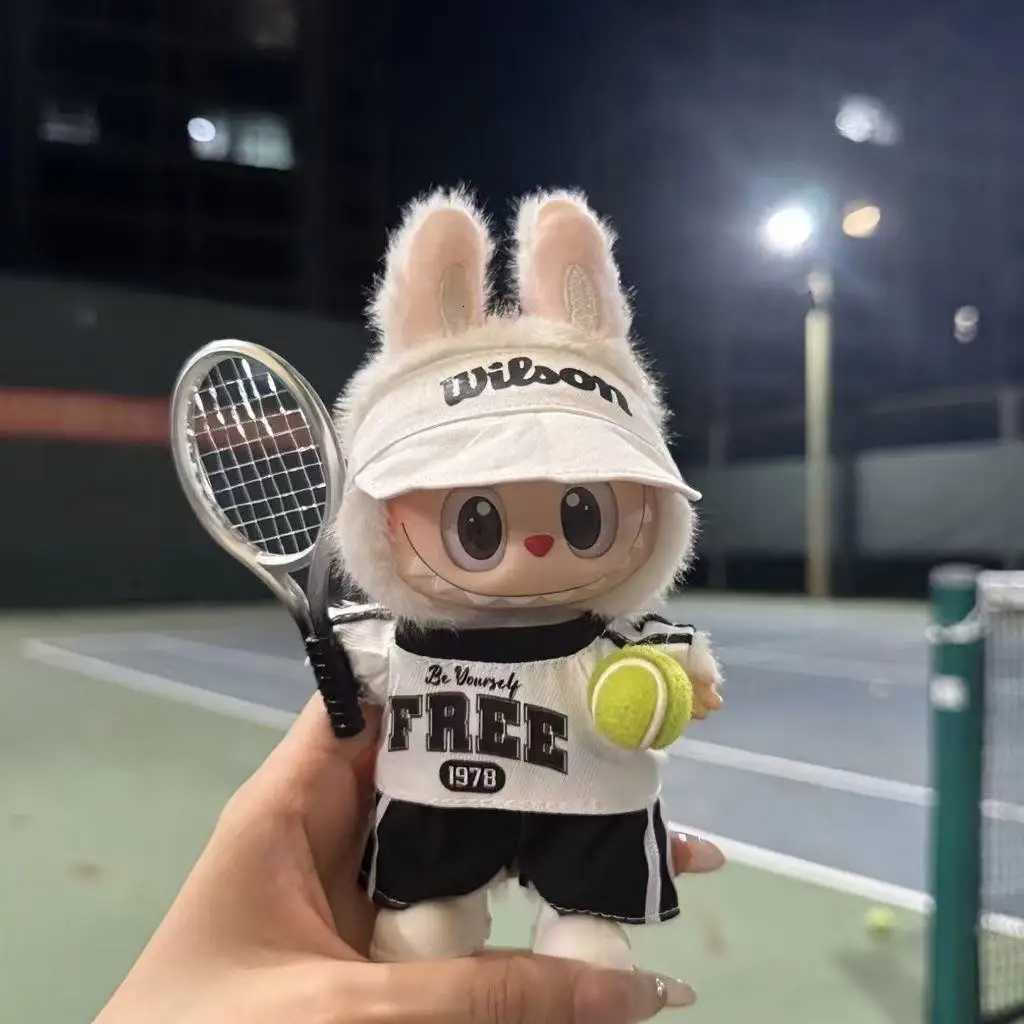 For 17cm Labubu Doll Clothing set Tennis T Shirt Hat Pants skirt Shoes Outfit Labubu 30 Dolls Clothes Diy Toys AccessoriesT251018