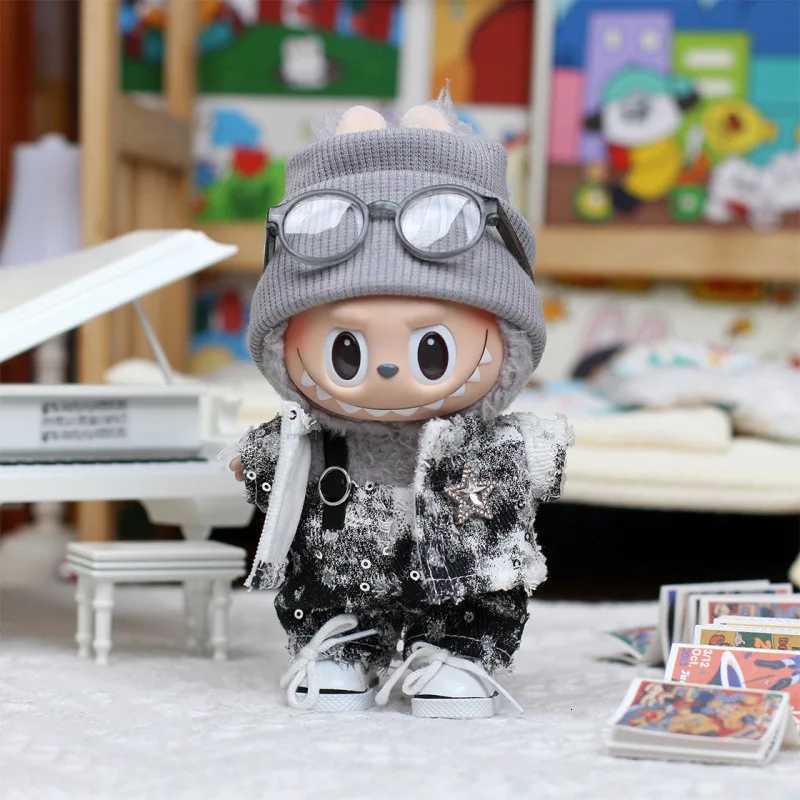 For Labubu Clothes Fashion Denim Suit 17cm Doll Dressing Game Vinyl Pendant Doll Clothing DIY Sportswear Boy Gift ToyT251018