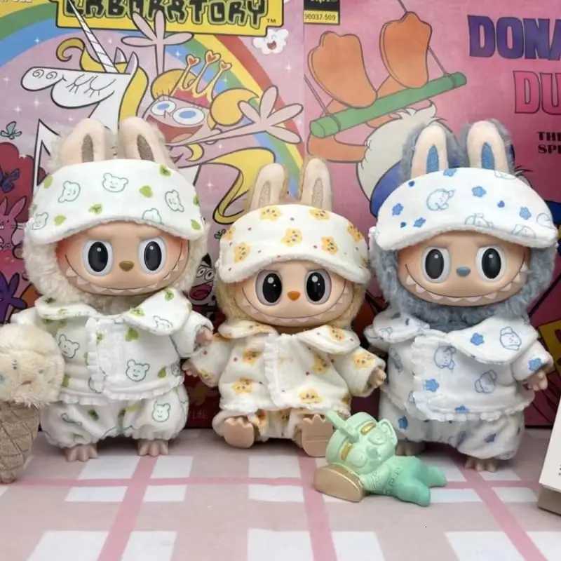 Labubu Mini ThreePiece Pajamas Set Kawaii Cute Idol Plush Doll Accessories with Eye Mask 1517cm Ideal Kids Gift Toy HobbiesT251018