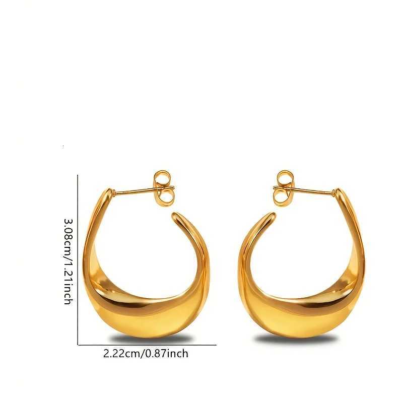 Luxury Chunky Golden Stainless Steel Hoop Earrings Cubic Glossy Round Ears Clips Trendy Jewelry for Wedding Party Y251018