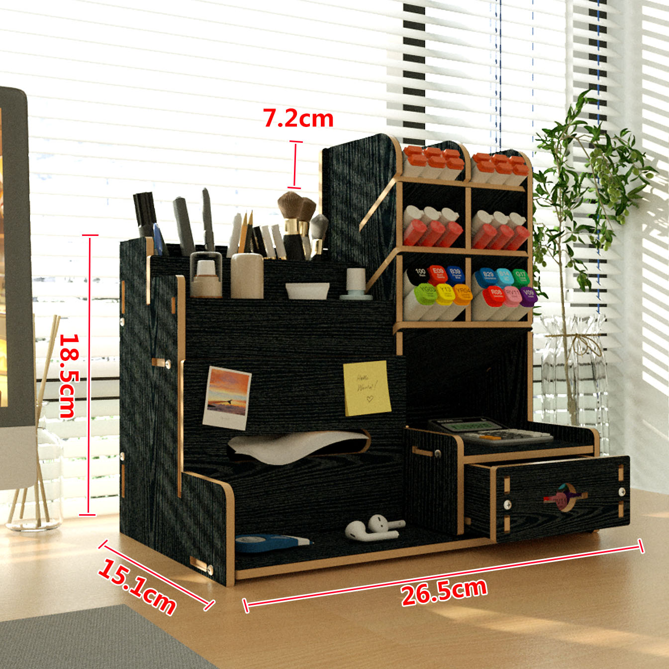 Space-Efficient Multi-Level Desktop Storage Unit - Stackable Drawer System for Office Organization