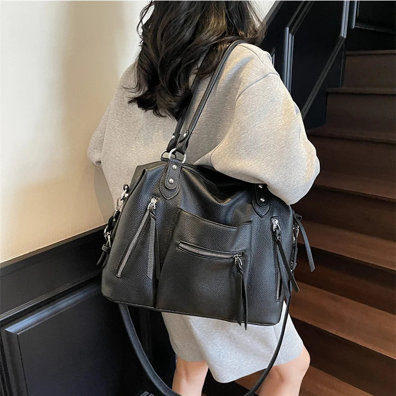 America Style Retro Tote Bag Niche Crossbody Bag Stylish Solid Color Simple Bag Large Capacity Versatile Bag 251017