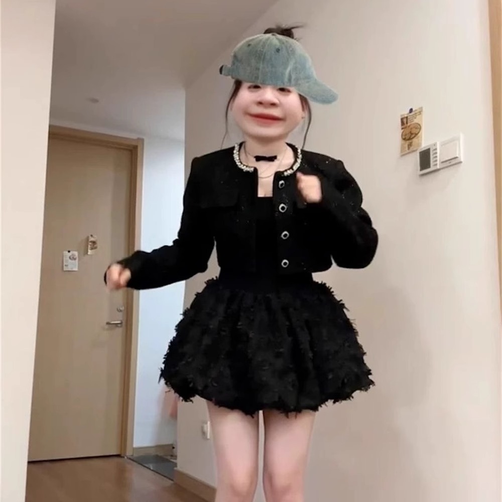 2025 Autumn/Winter New Top Luxury Women's design Set Designer Jacket High end Social Short Coat Square Neck Princess Fluffy Dress