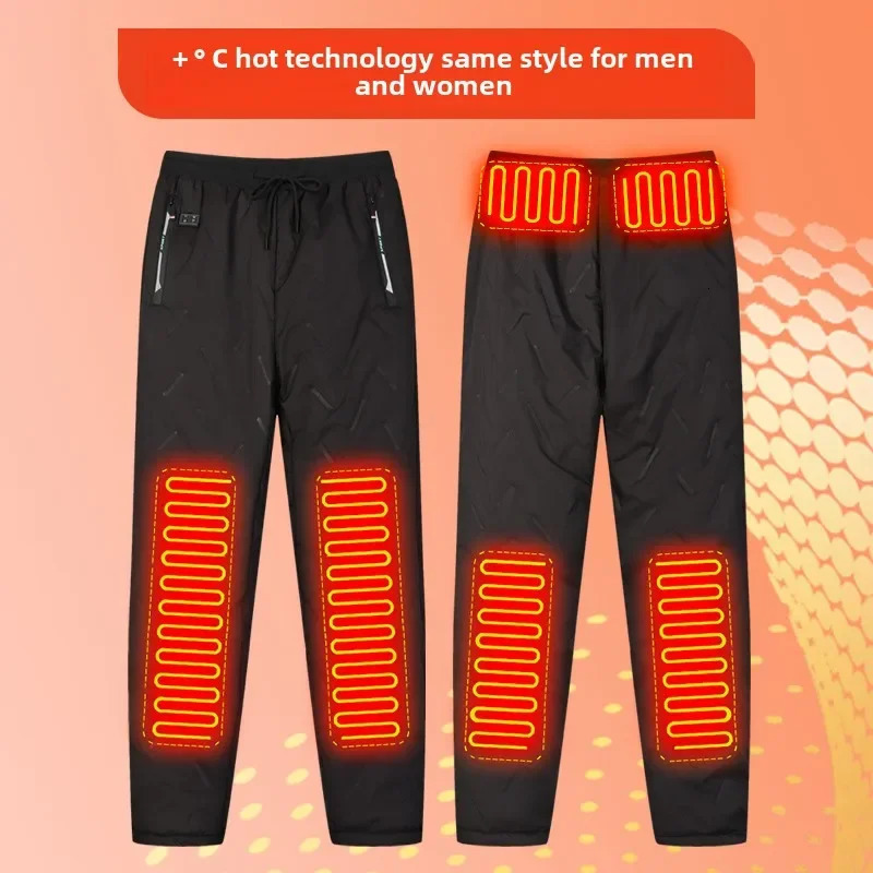 24 Areas Heating Pants Mens Casual Fleece Sports Usb Heated Warm Clothing Winter Down Cotton Padded Outdoor Snow 251008
