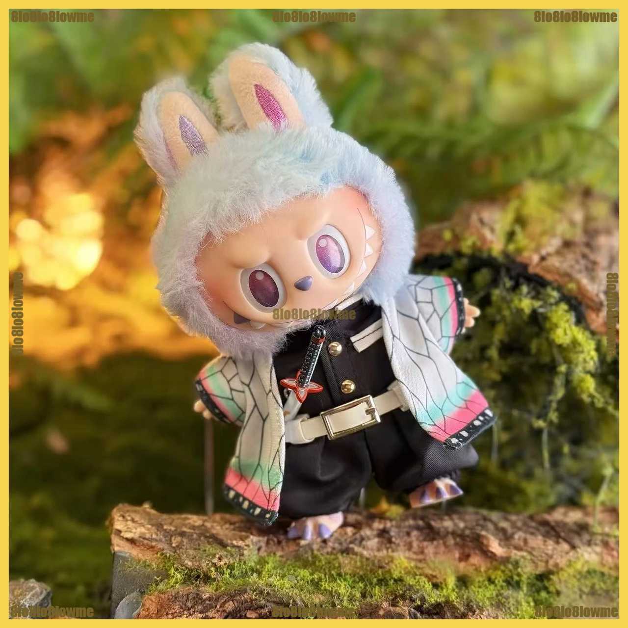Ghost Slayer Labubu Clothes Cartoon Inosuke Zenitsu Tanjirou Set with Sun Wheel Knife Mini Plush Doll Clothing AccessoriesT251018