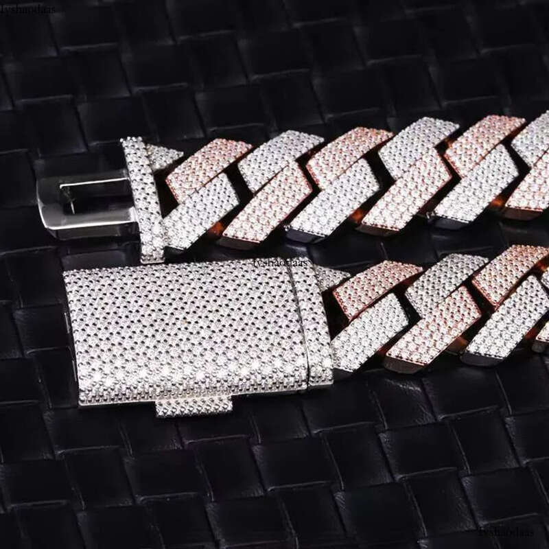 Yy New Arrived 20mm 4 Rows Cuban Link Chian Moissanite Pass Dia Tester Sier Fine Jewelry Necklaces for Men