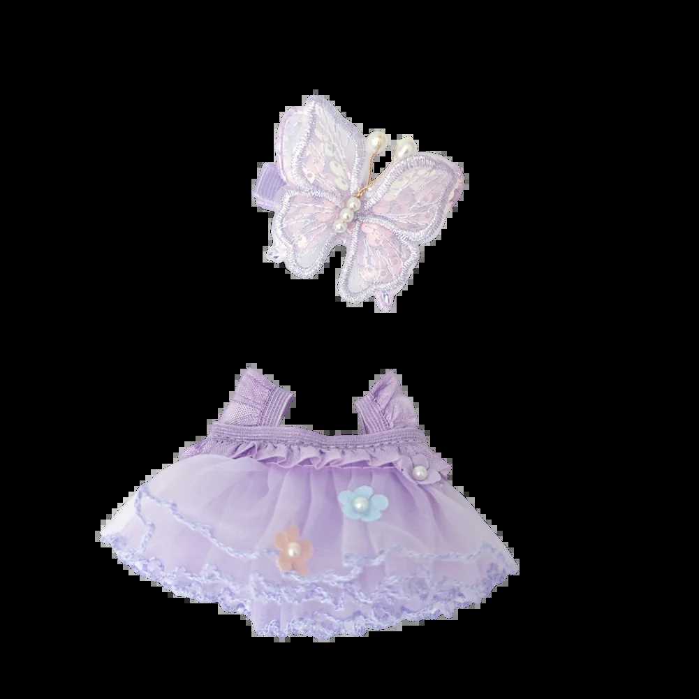 Labubu Doll Dress Purple Butterfly Fairy Skirt Cardigan 17cm Plush Doll Dress Replacement For Labubu v1v2 Idol DollT251018