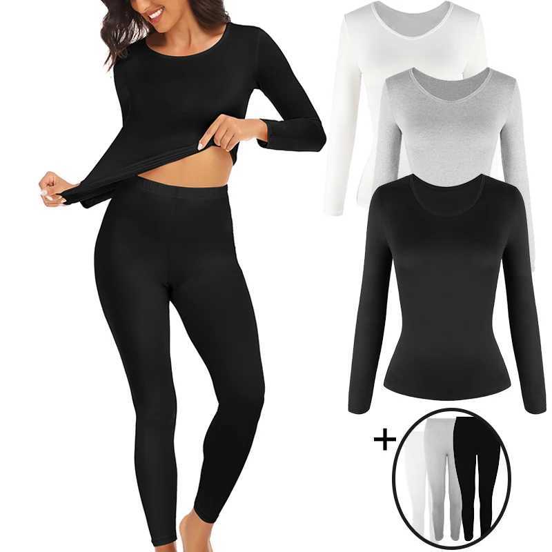 Thermal Underwear Set for Women Long Johns Base Layer Fleece Lined Soft Top Bottom 2 Pieces Set T251018