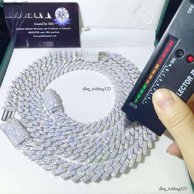 necklace 8mm 10mm 12mm dropshipping gold plated sier hip hop iced out moissanite cuban link chain jewelry